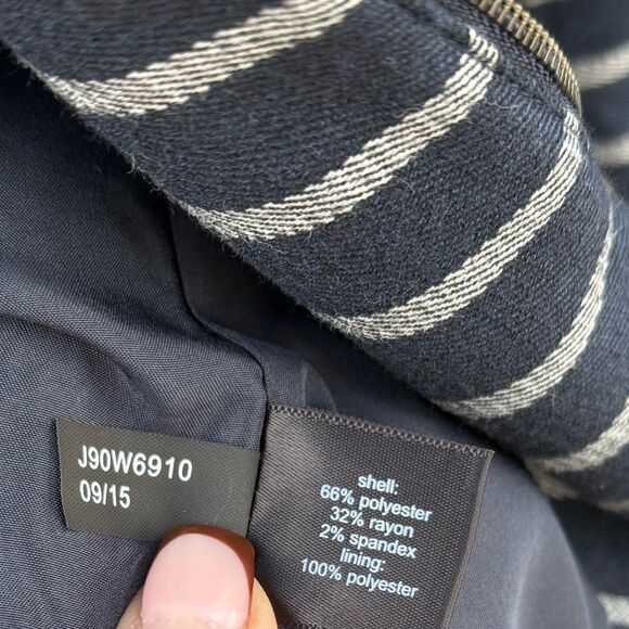 The Limited Womens Blazer Coat Jacket Stretch Navy Stripes 1/2 Zip Size Medium - Picture 6 of 8